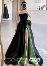 Harriet | Strapless Long Black Prom Dress - Emerald Green - PromDressClub